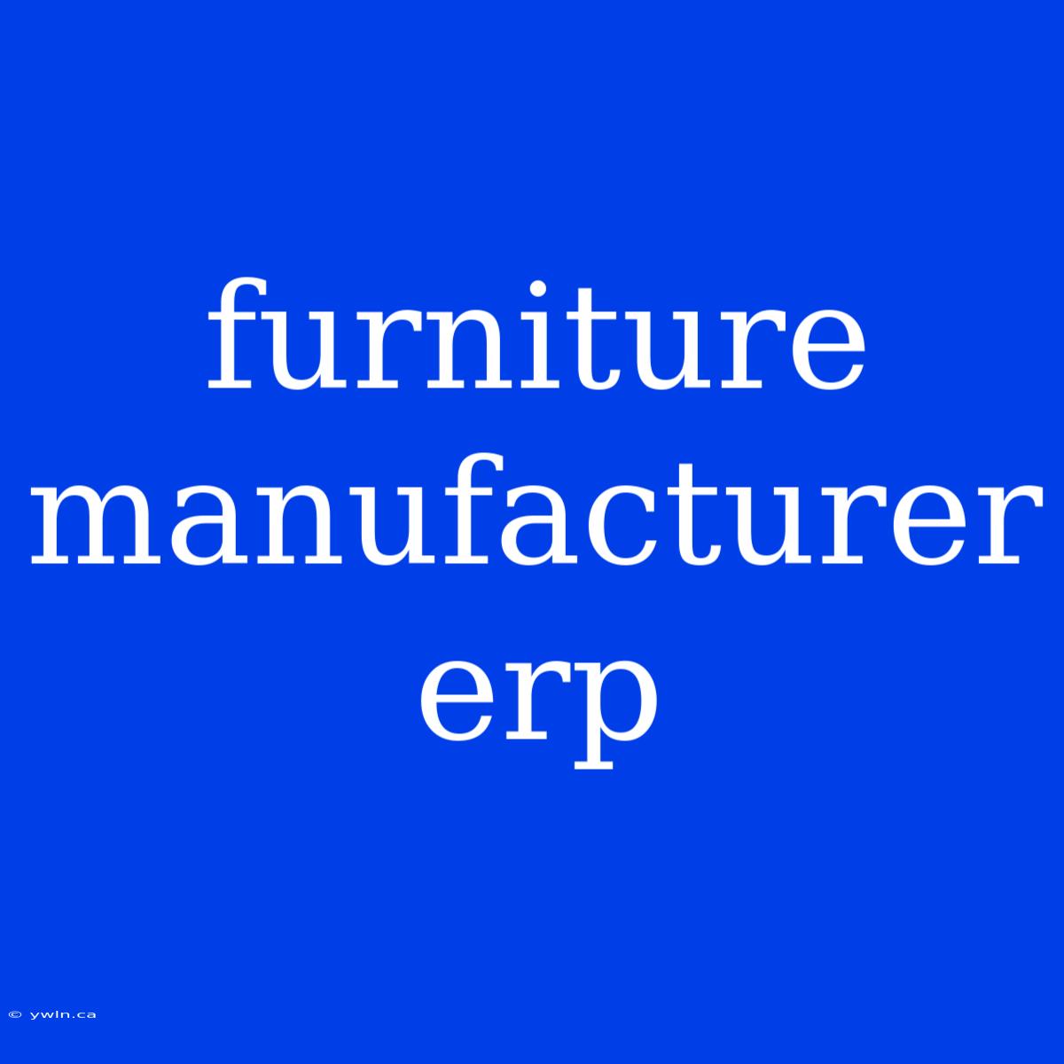 Furniture Manufacturer Erp