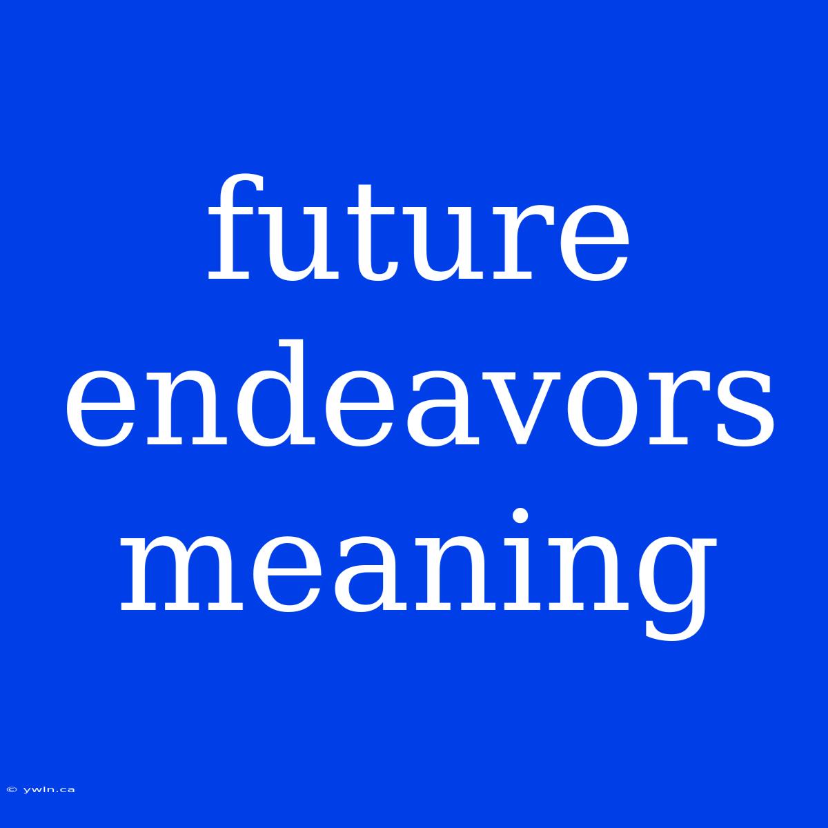 Future Endeavors Meaning