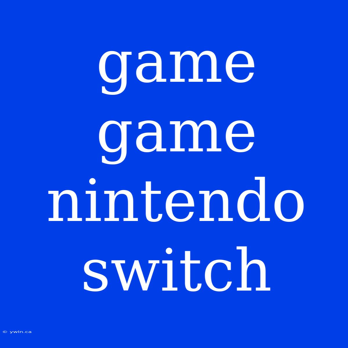 Game Game Nintendo Switch