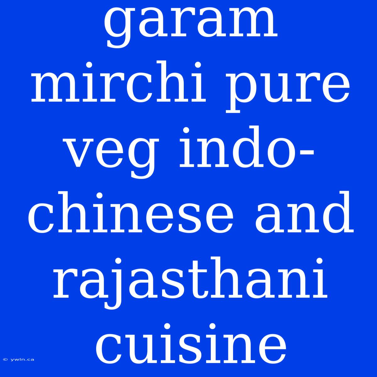 Garam Mirchi Pure Veg Indo-chinese And Rajasthani Cuisine