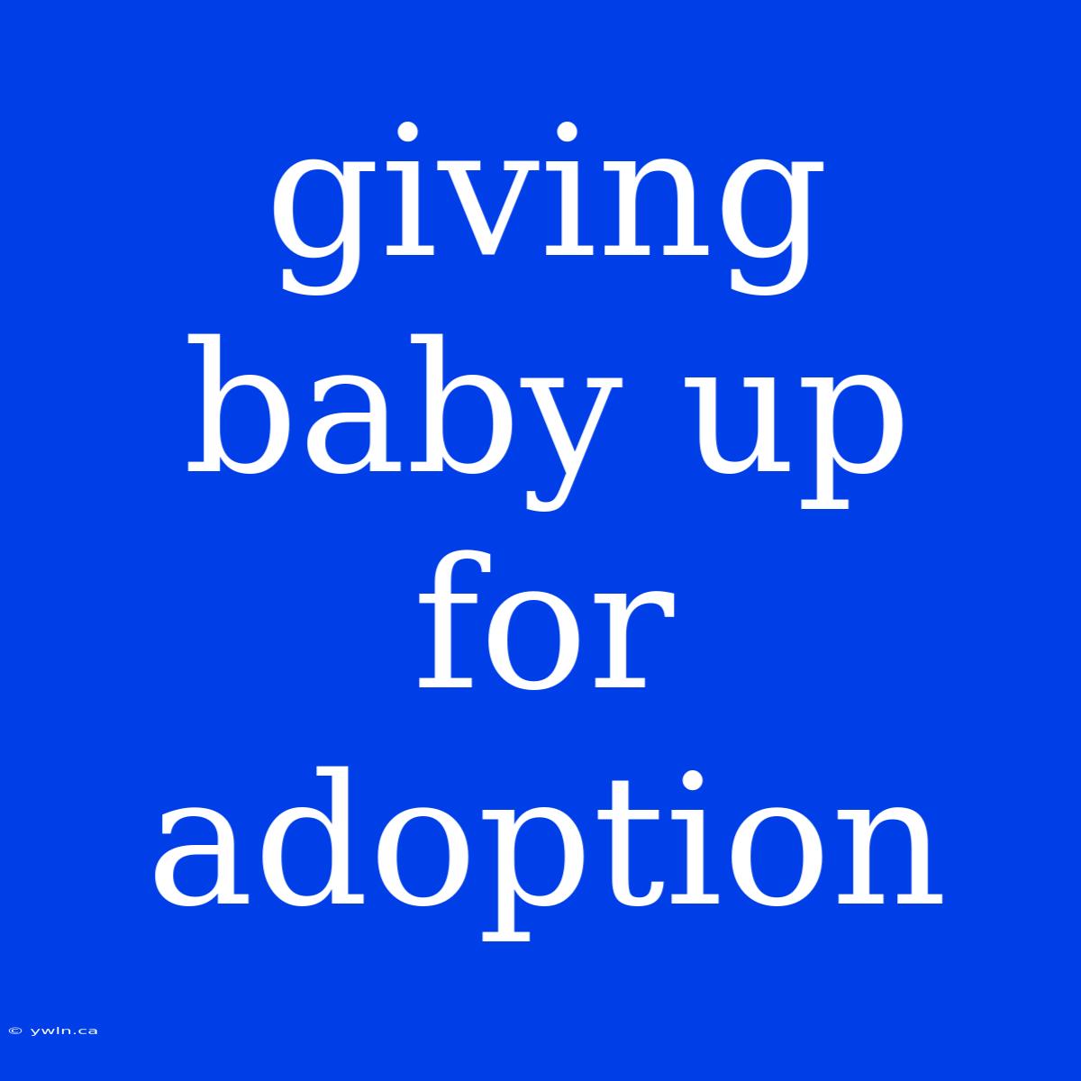 Giving Baby Up For Adoption