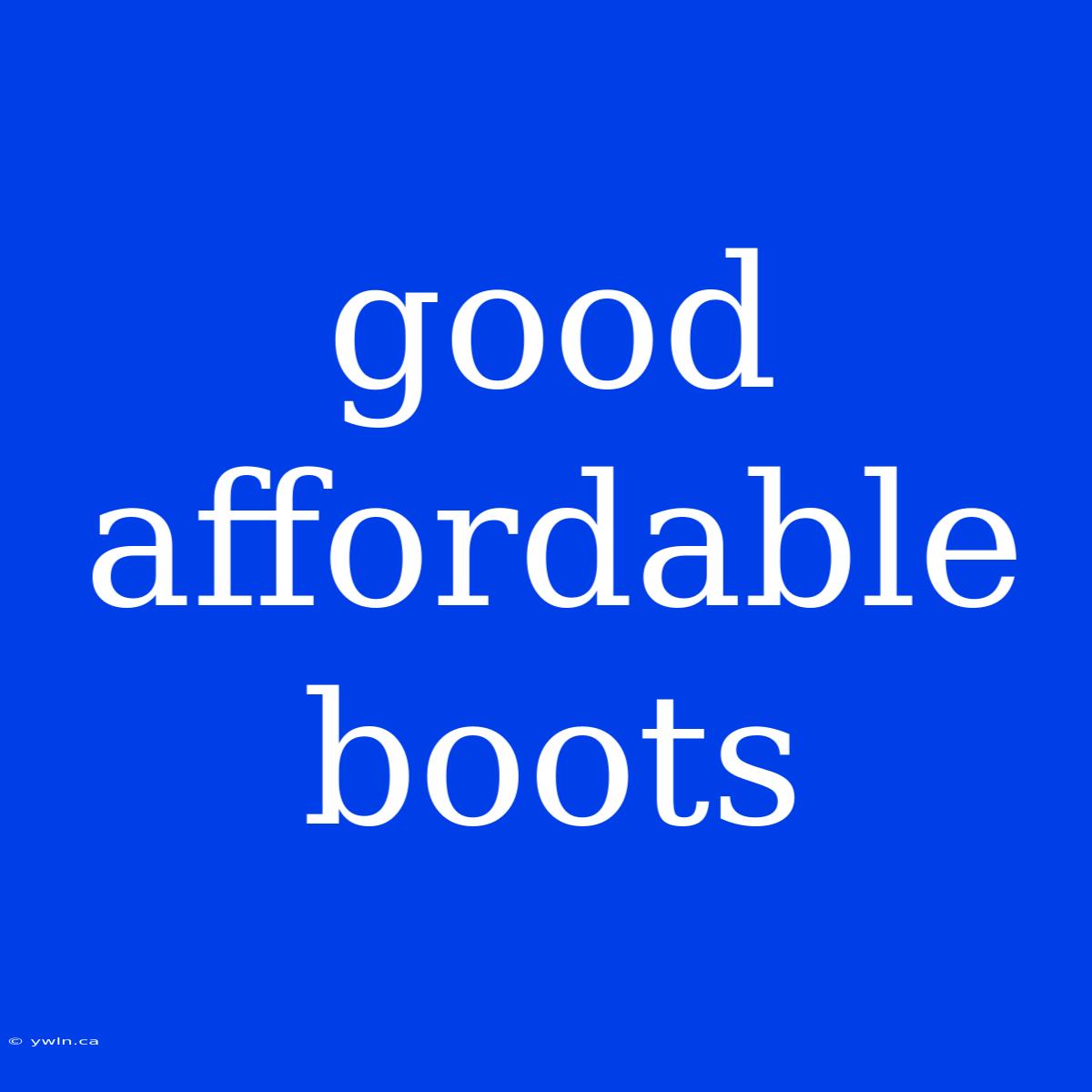 Good Affordable Boots