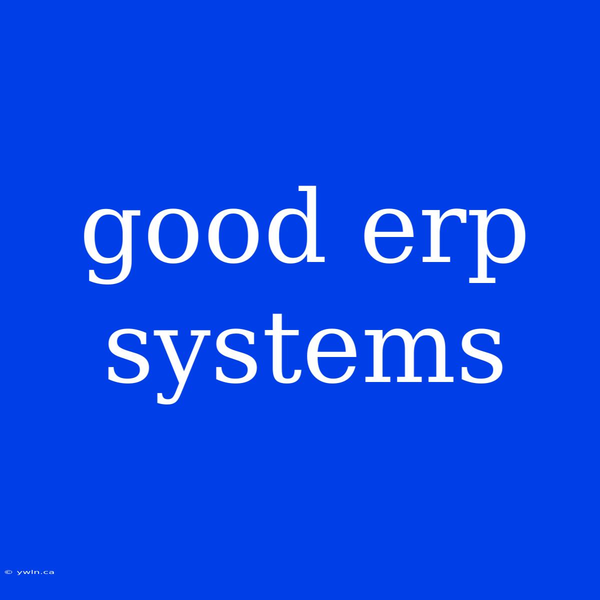 Good Erp Systems