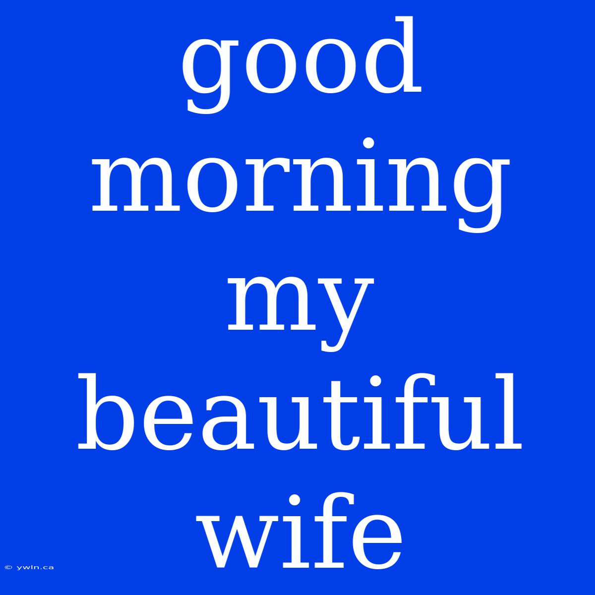 Good Morning My Beautiful Wife