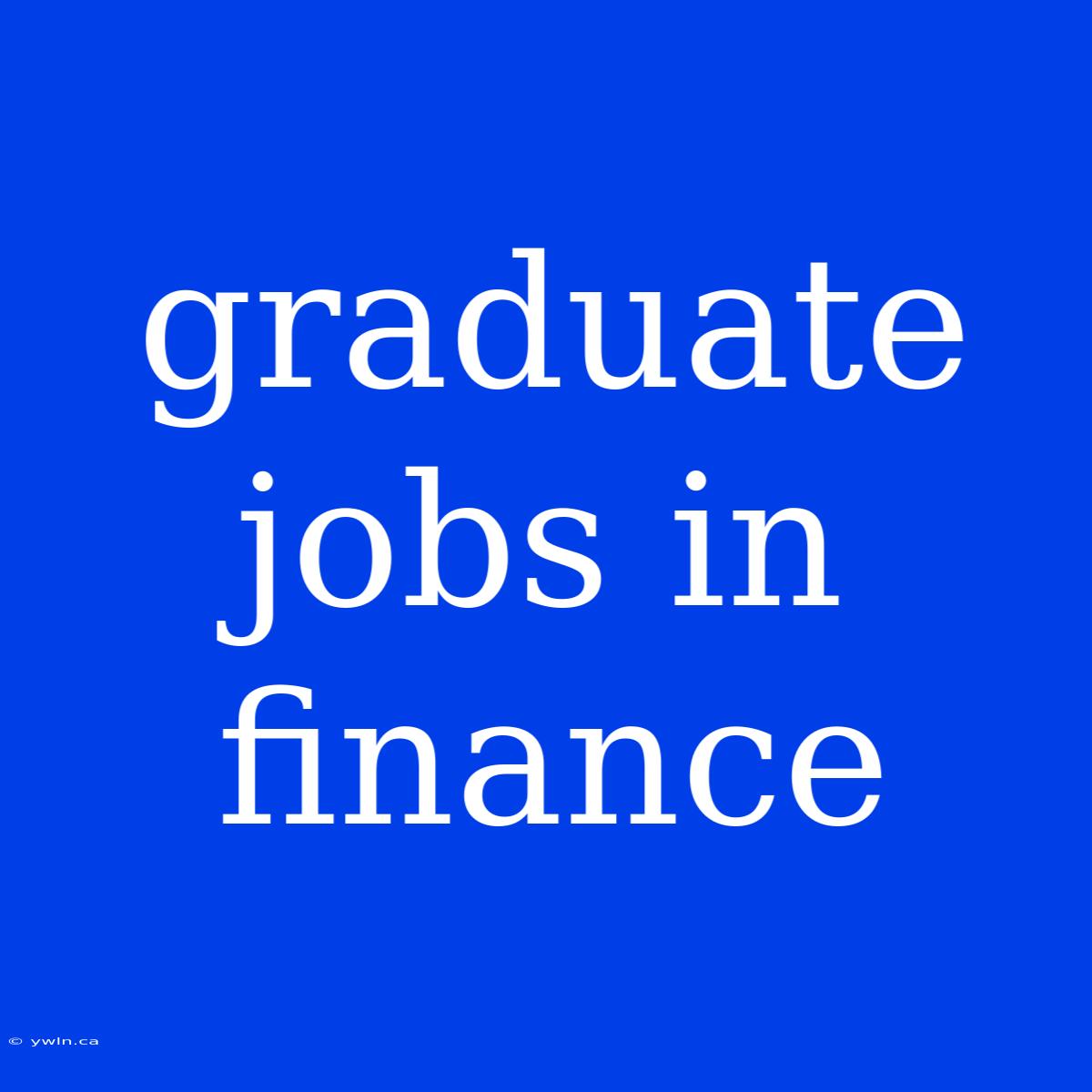 Graduate Jobs In Finance