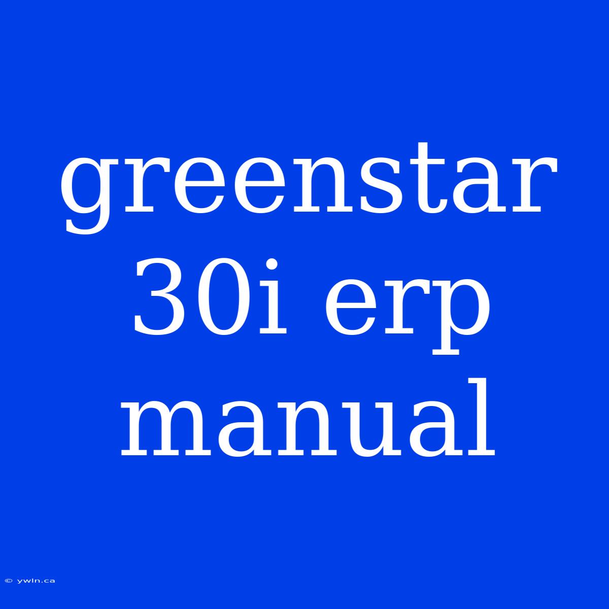 Greenstar 30i Erp Manual