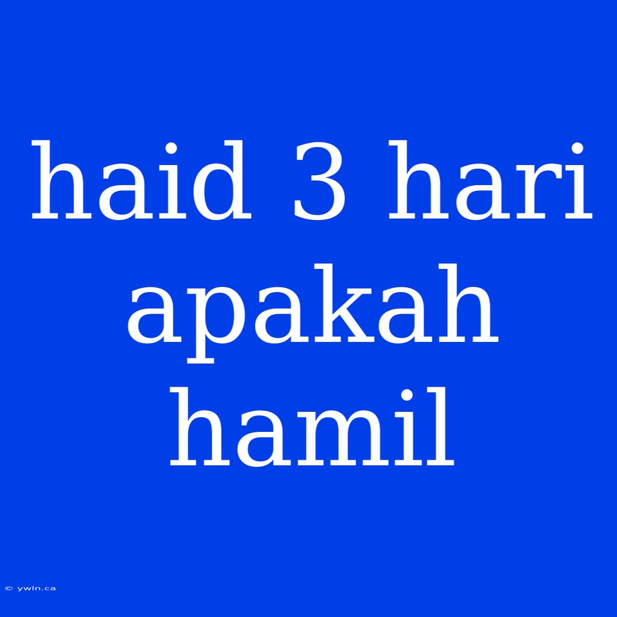 Haid 3 Hari Apakah Hamil