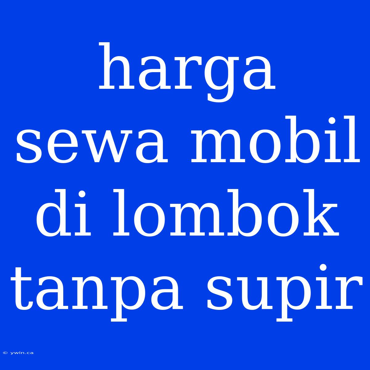 Harga Sewa Mobil Di Lombok Tanpa Supir