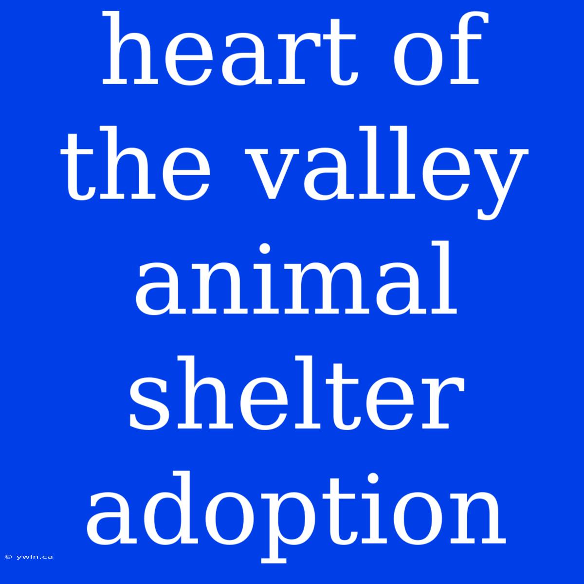 Heart Of The Valley Animal Shelter Adoption