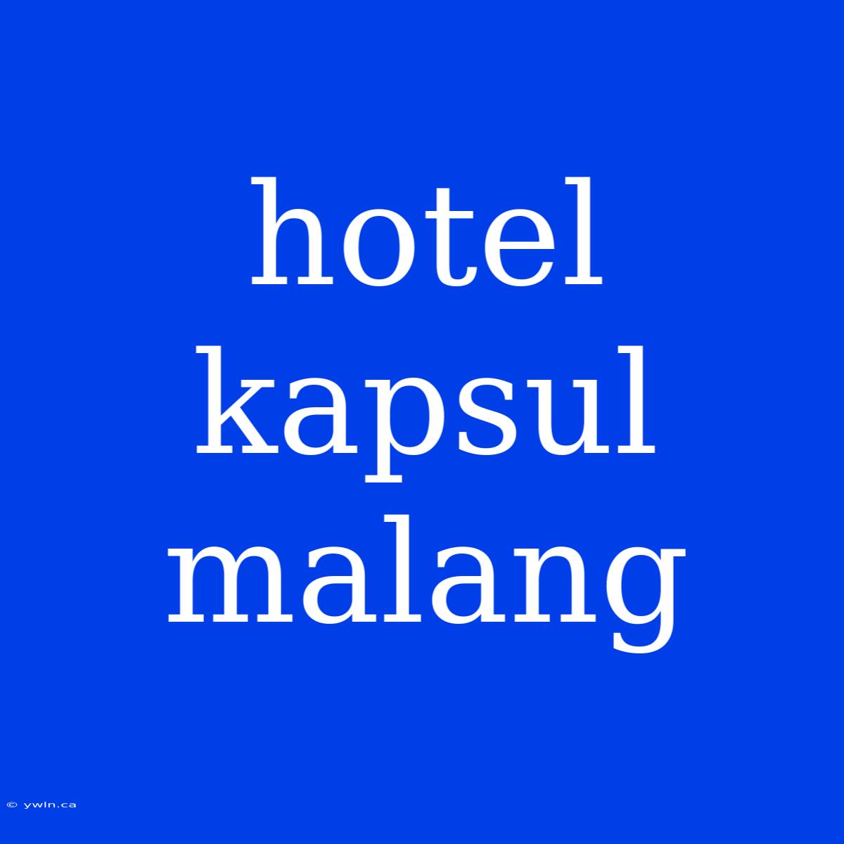 Hotel Kapsul Malang