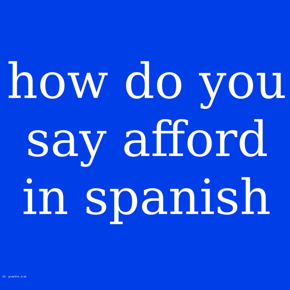 How Do You Say Afford In Spanish