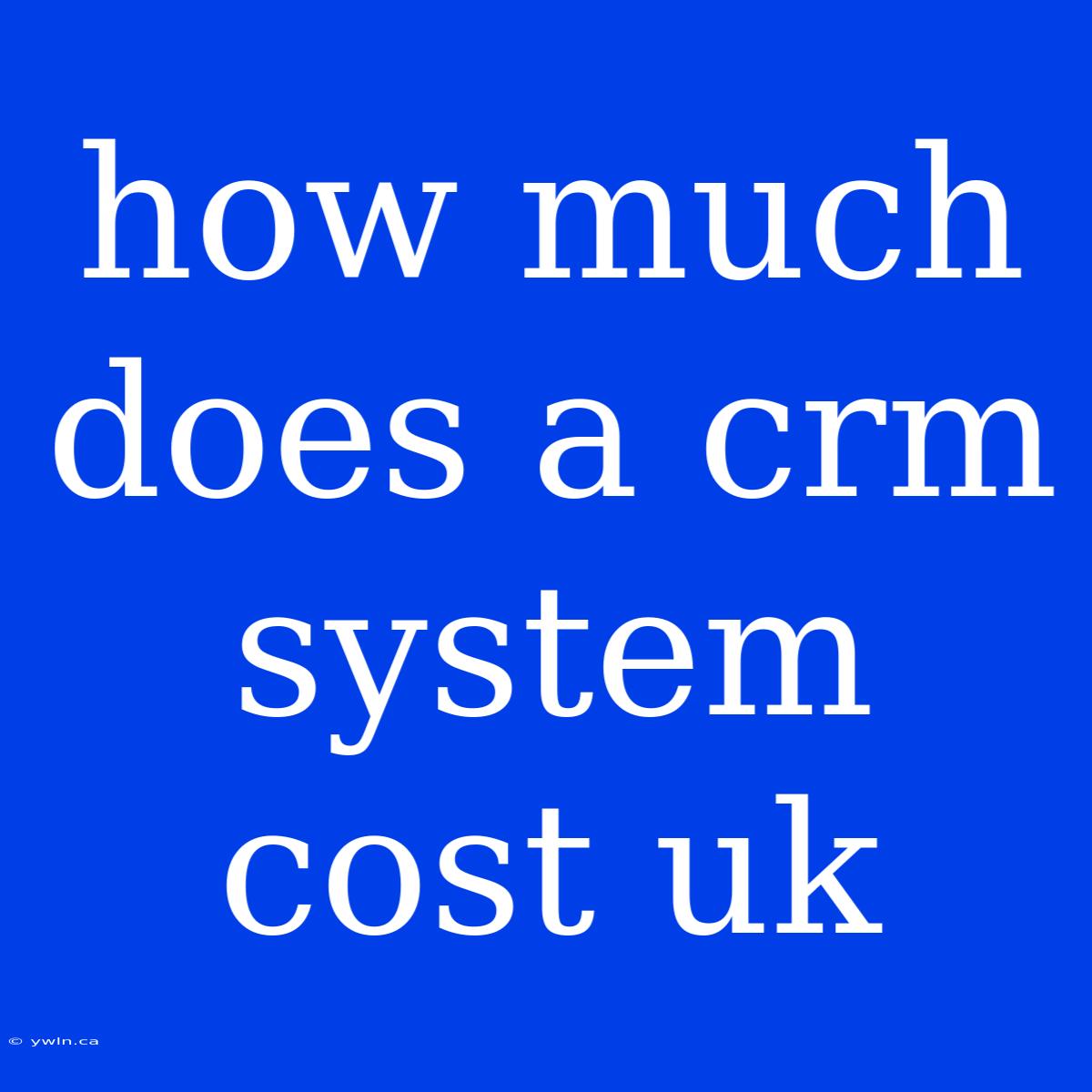 How Much Does A Crm System Cost Uk