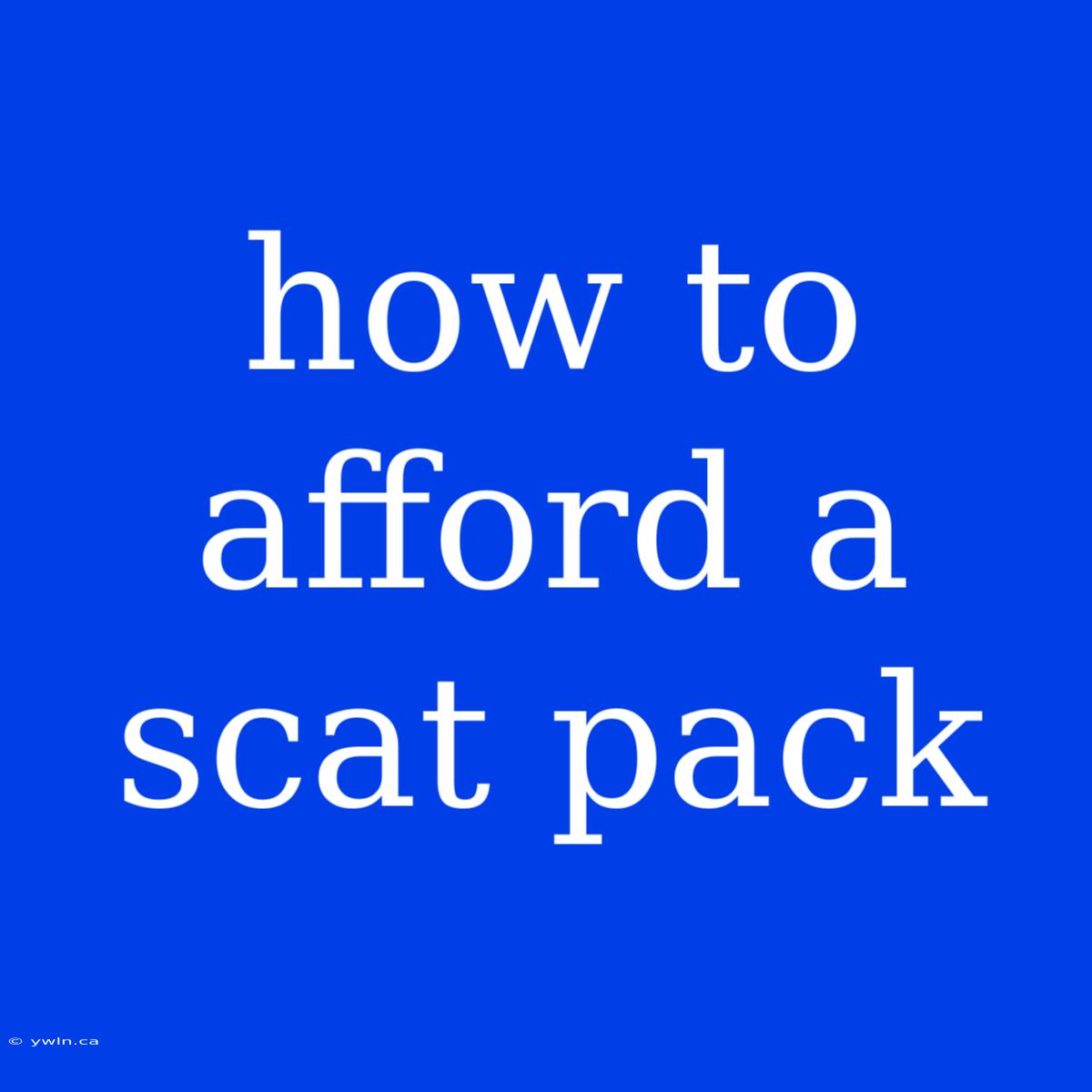 How To Afford A Scat Pack