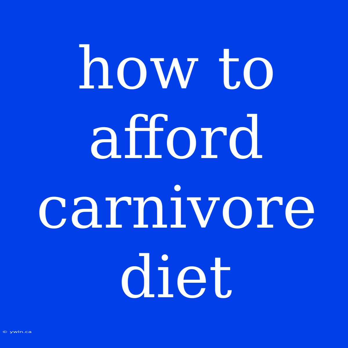 How To Afford Carnivore Diet