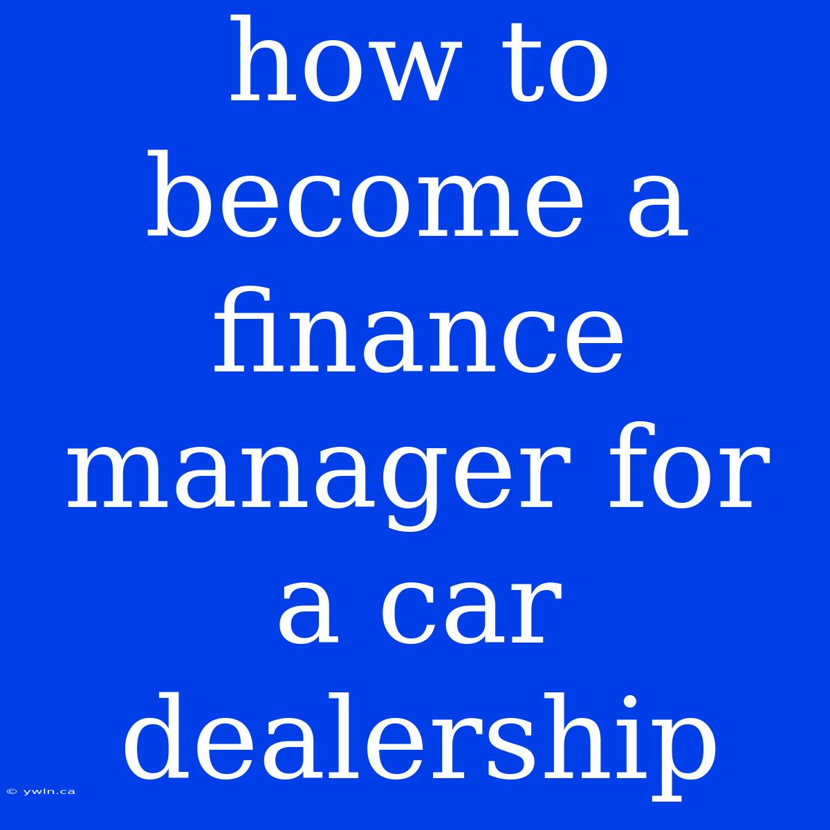 How To Become A Finance Manager For A Car Dealership