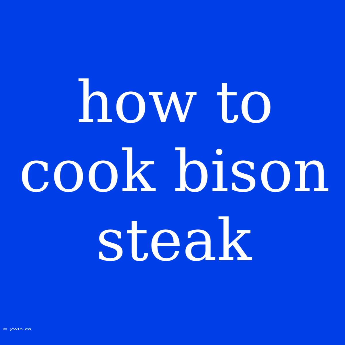 How To Cook Bison Steak