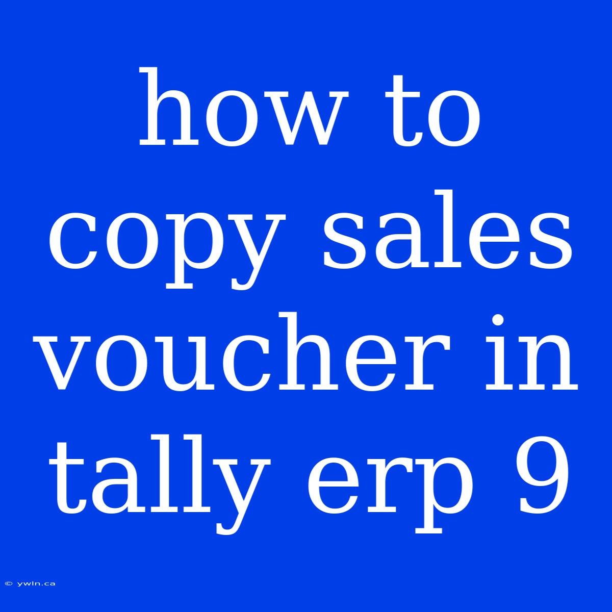 How To Copy Sales Voucher In Tally Erp 9