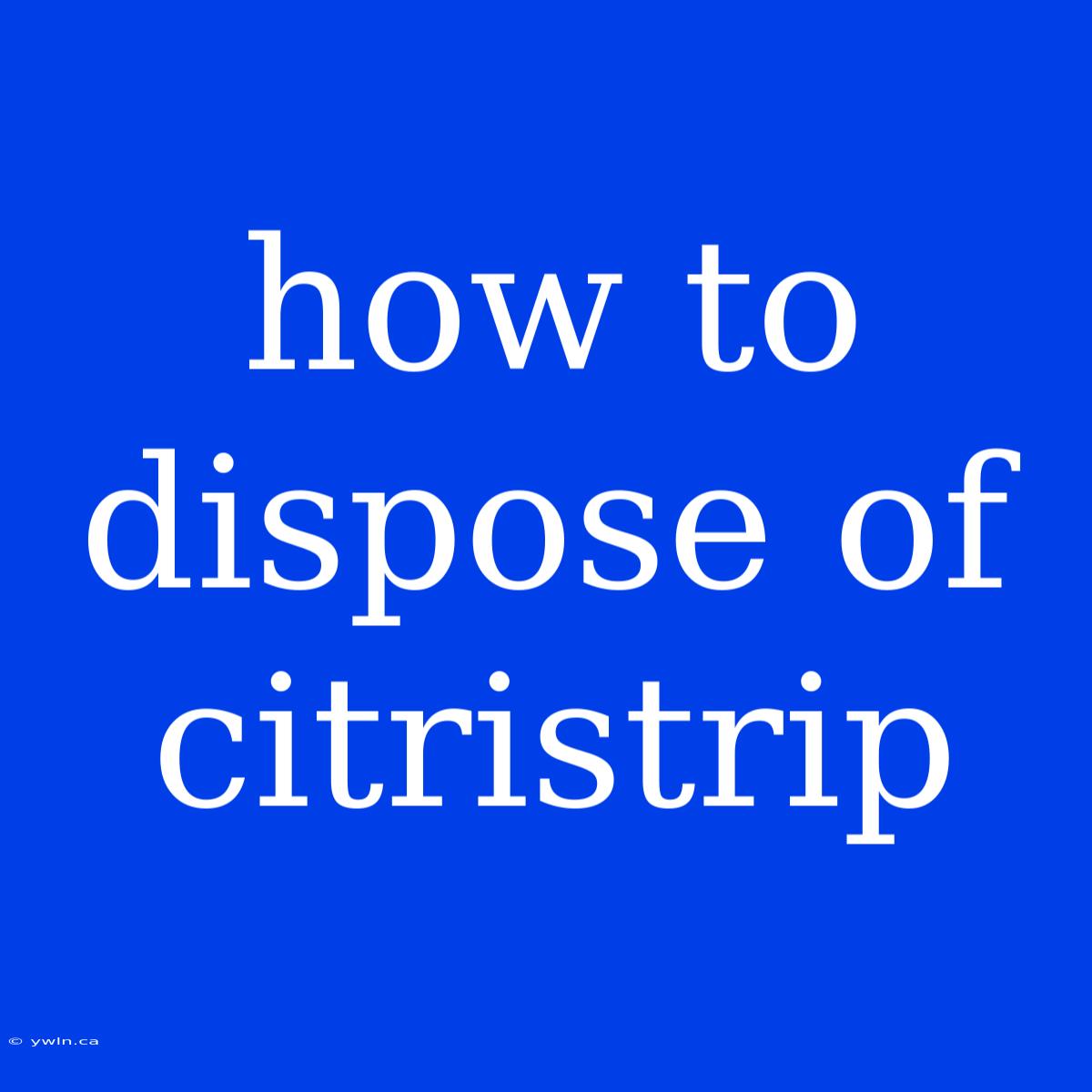 How To Dispose Of Citristrip