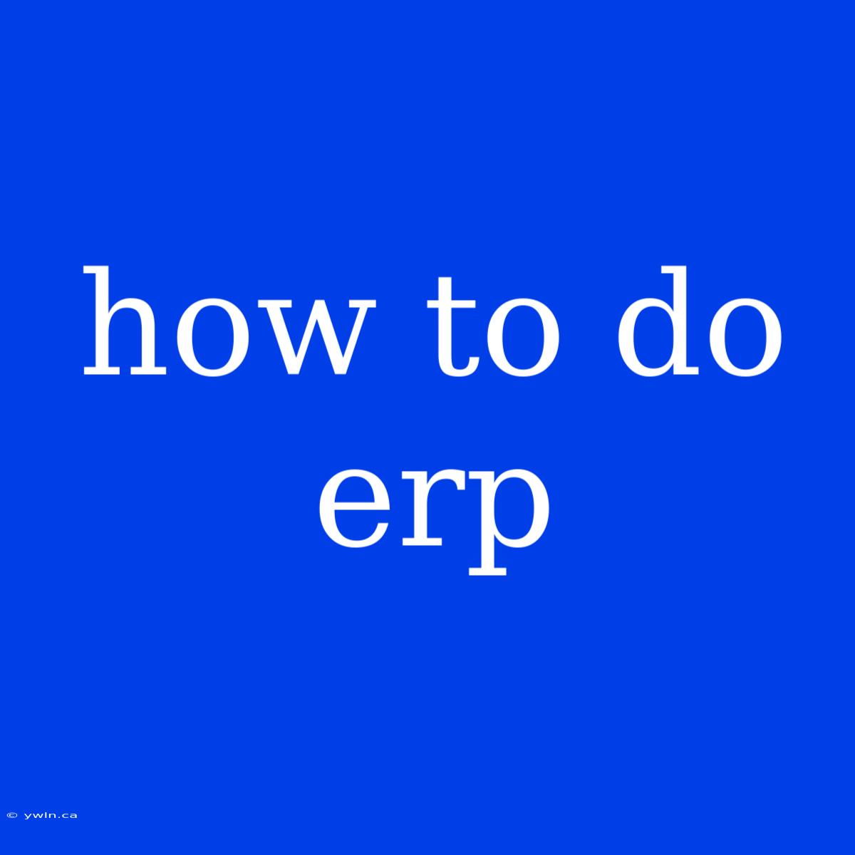 How To Do Erp