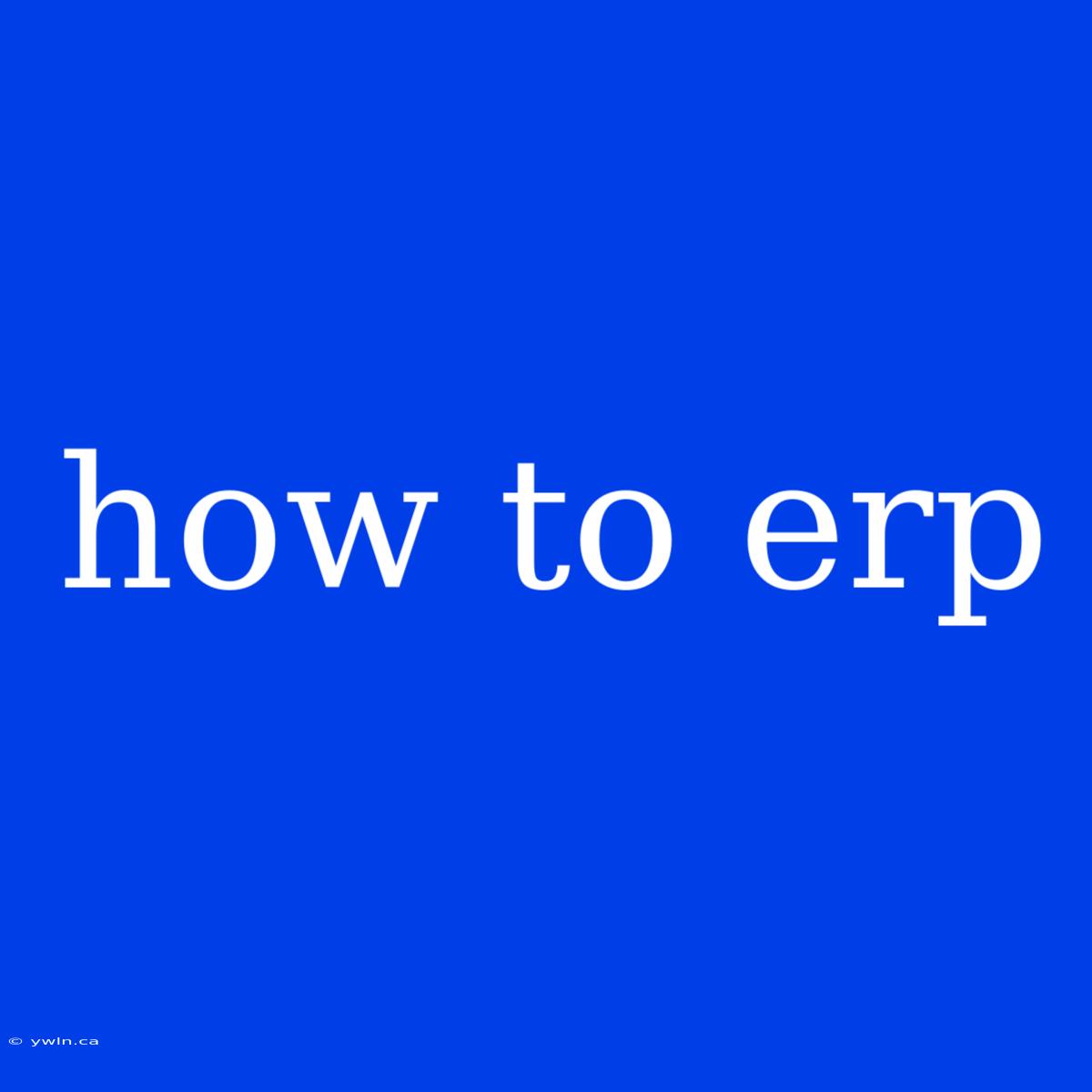 How To Erp