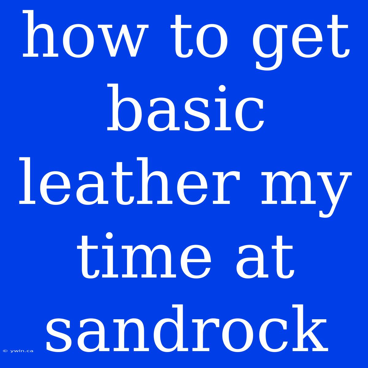 How To Get Basic Leather My Time At Sandrock