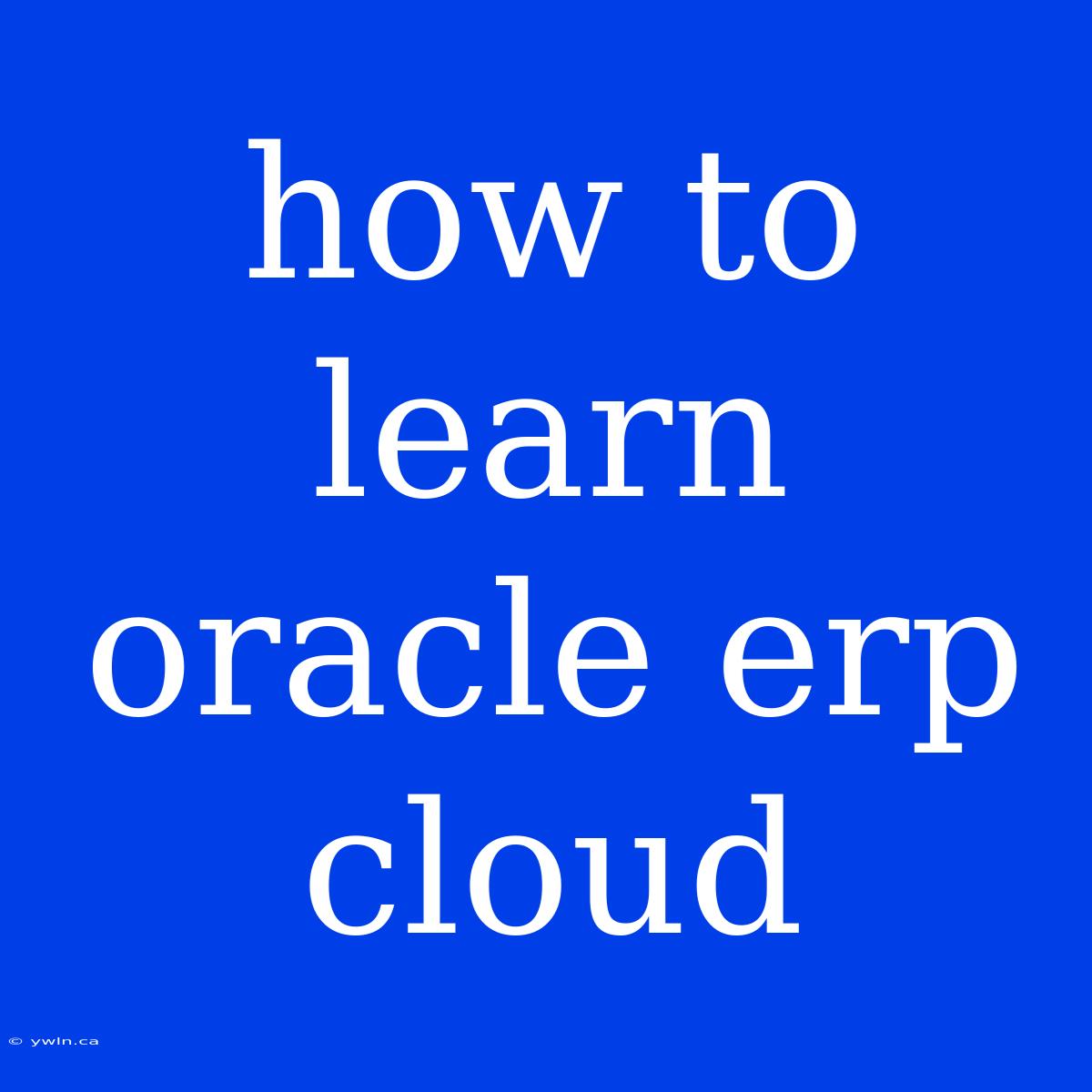 How To Learn Oracle Erp Cloud