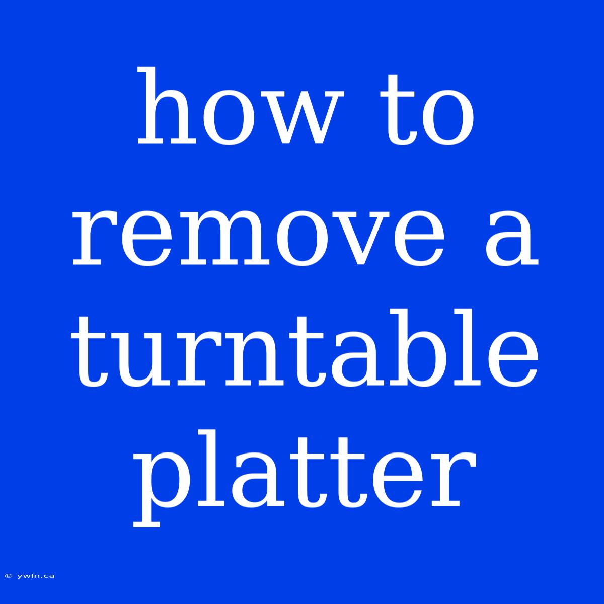 How To Remove A Turntable Platter