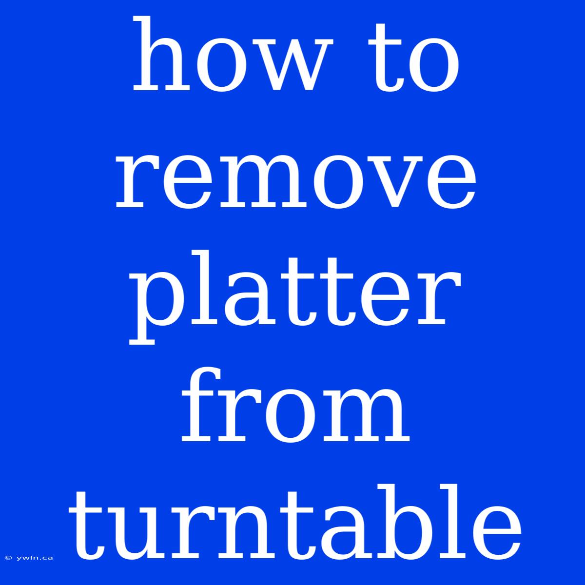 How To Remove Platter From Turntable