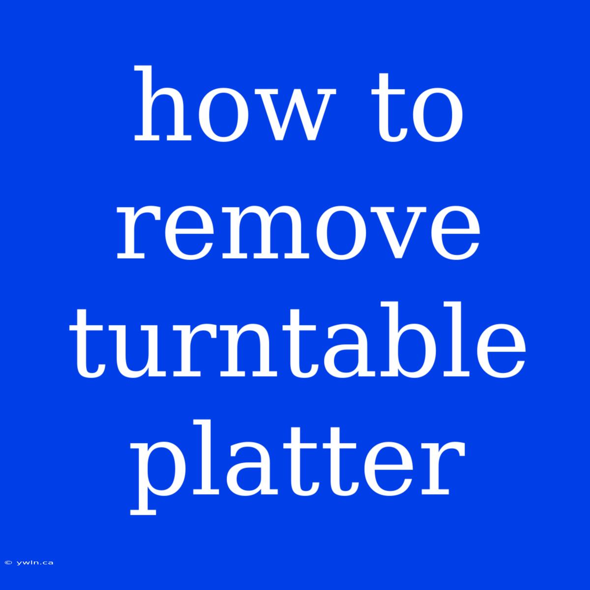 How To Remove Turntable Platter