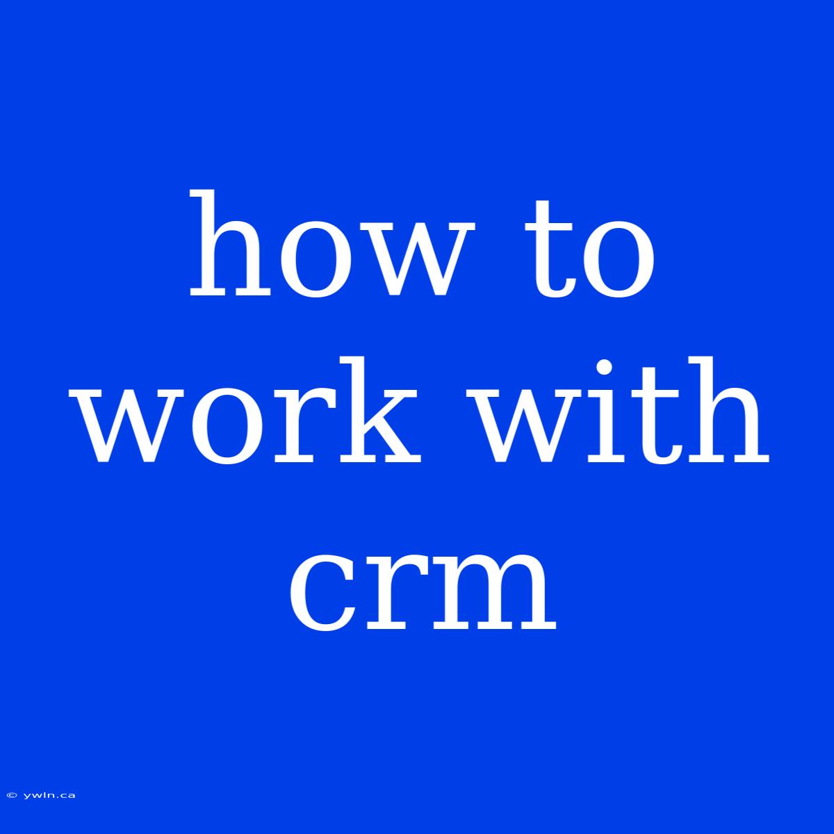 How To Work With Crm