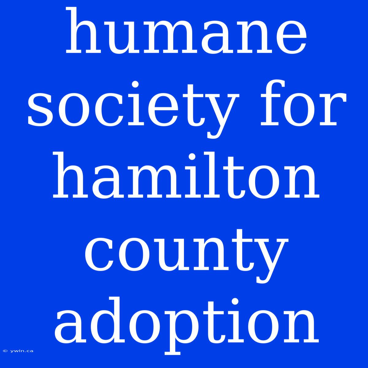 Humane Society For Hamilton County Adoption