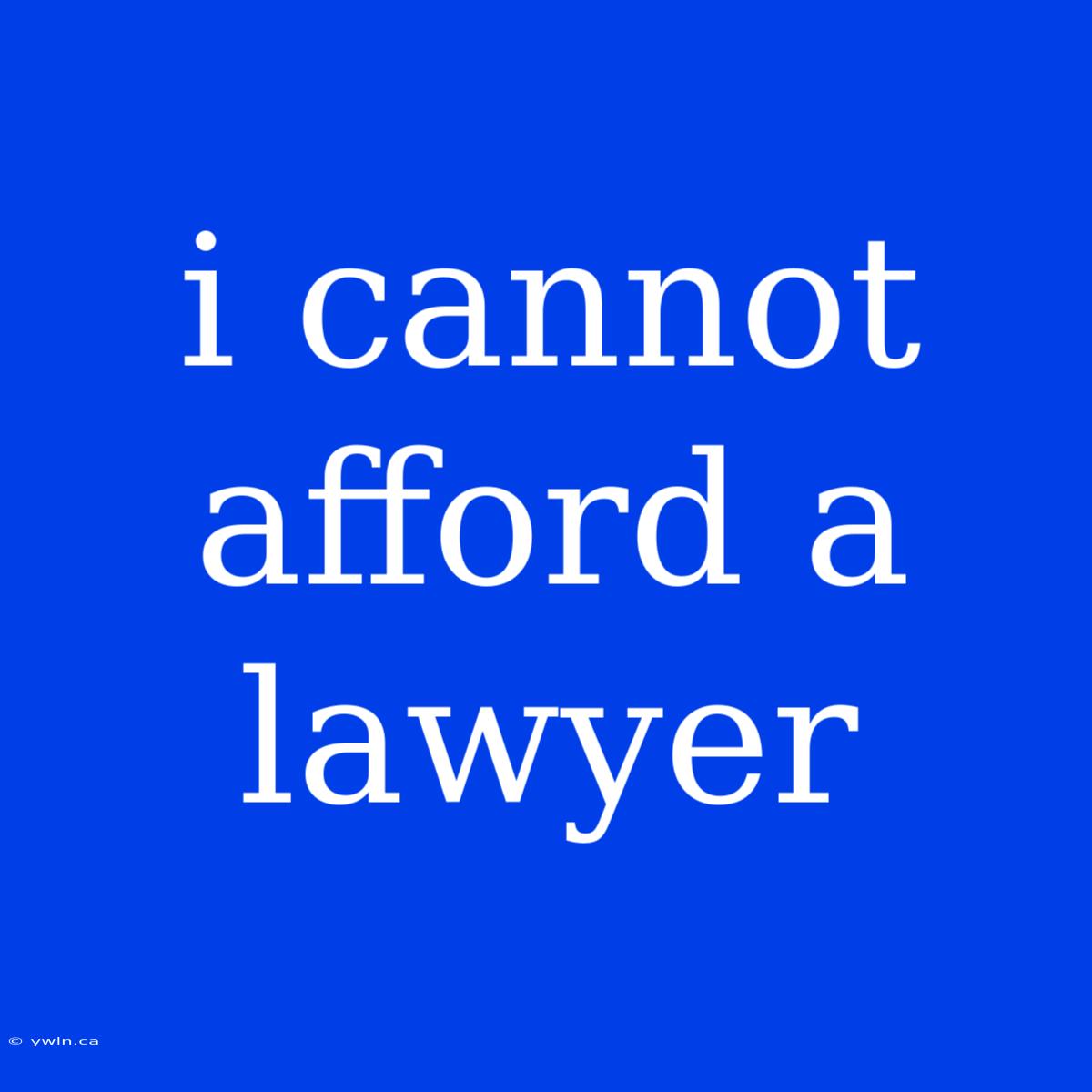 I Cannot Afford A Lawyer