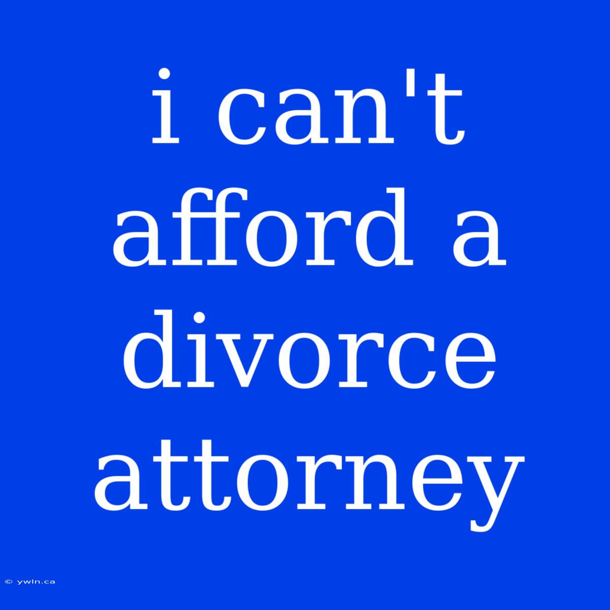 I Can't Afford A Divorce Attorney