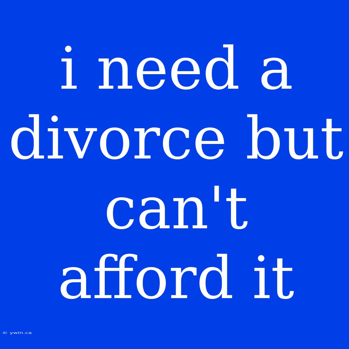 I Need A Divorce But Can't Afford It