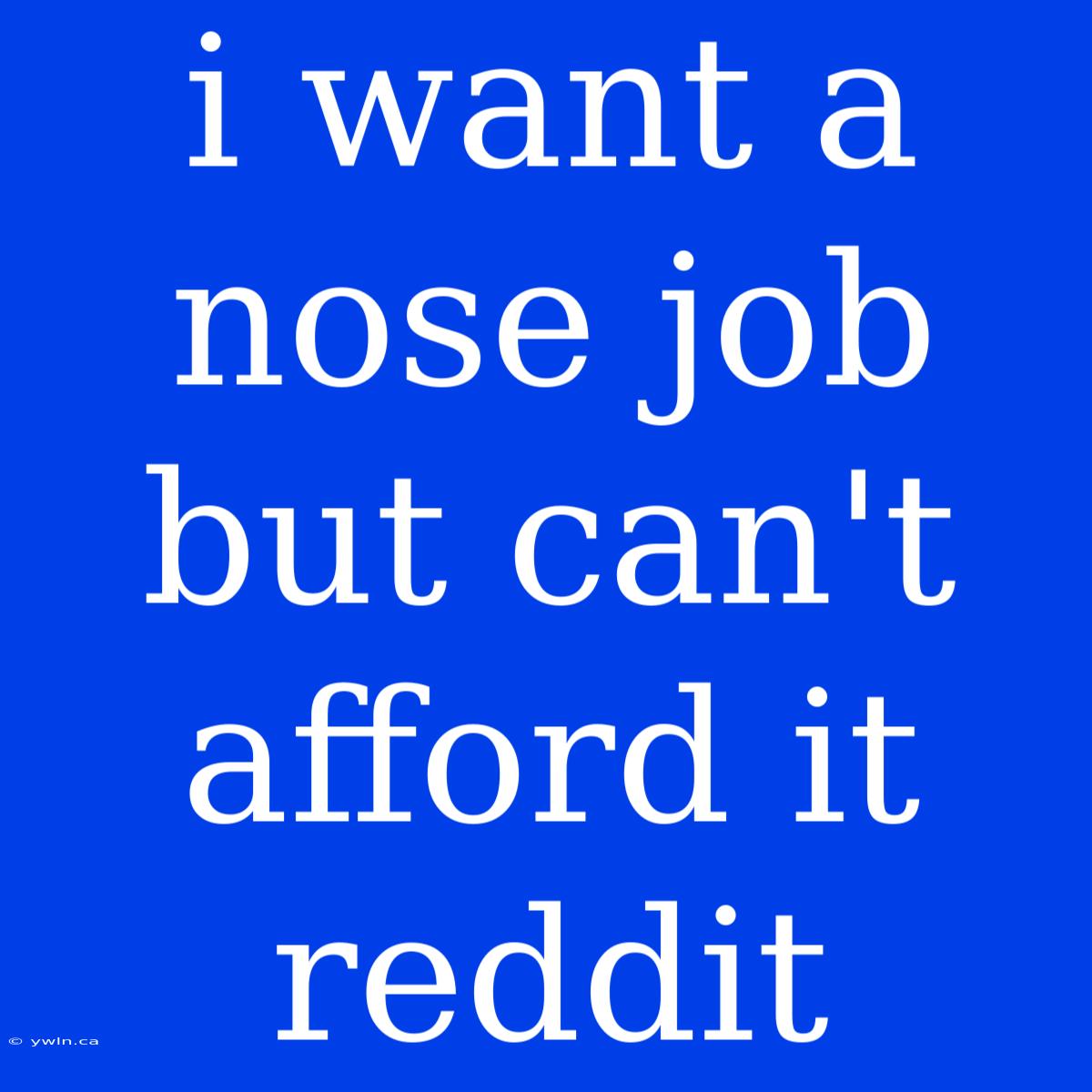 I Want A Nose Job But Can't Afford It Reddit