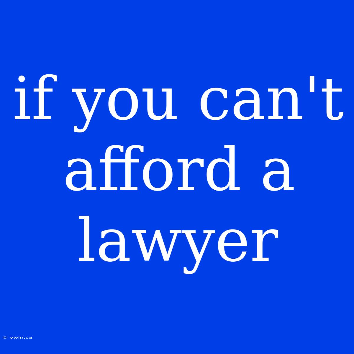 If You Can't Afford A Lawyer