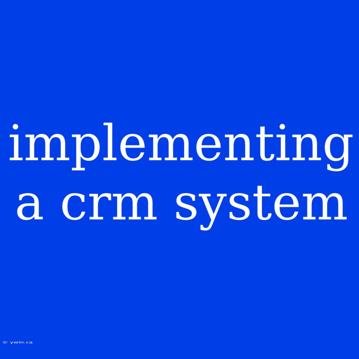 Implementing A Crm System