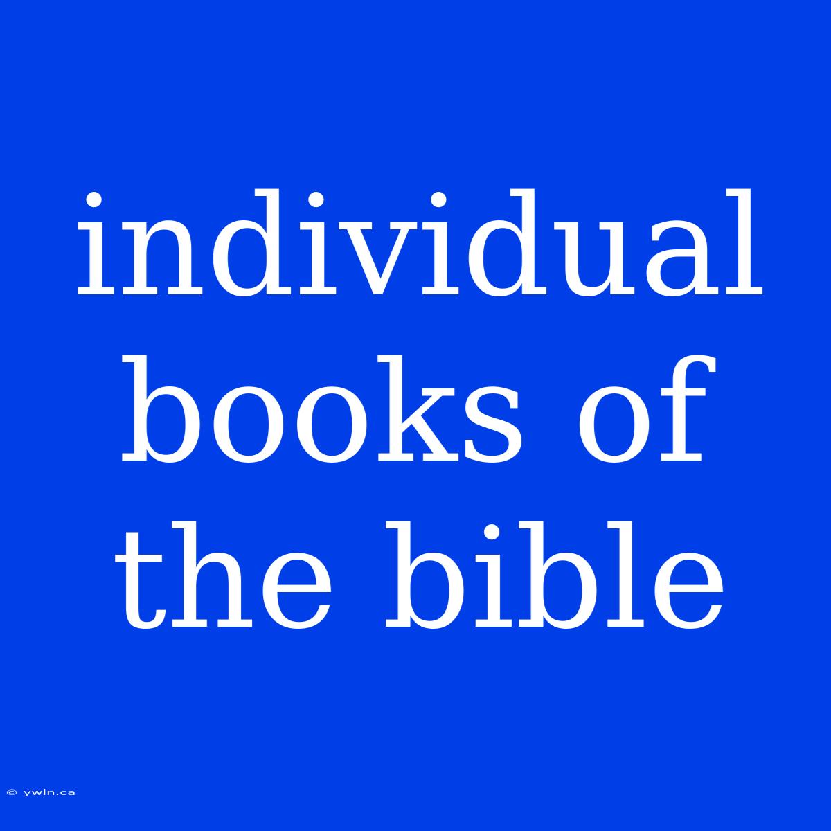 Individual Books Of The Bible