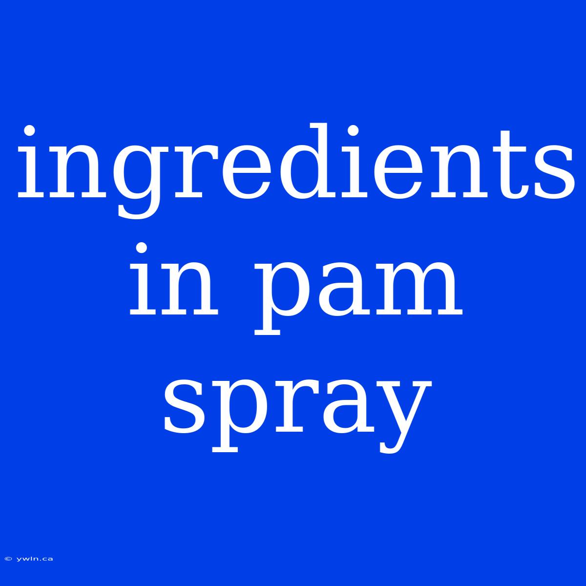 Ingredients In Pam Spray