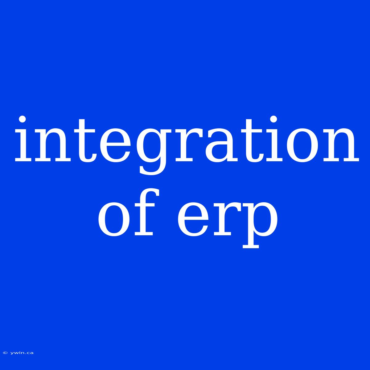 Integration Of Erp