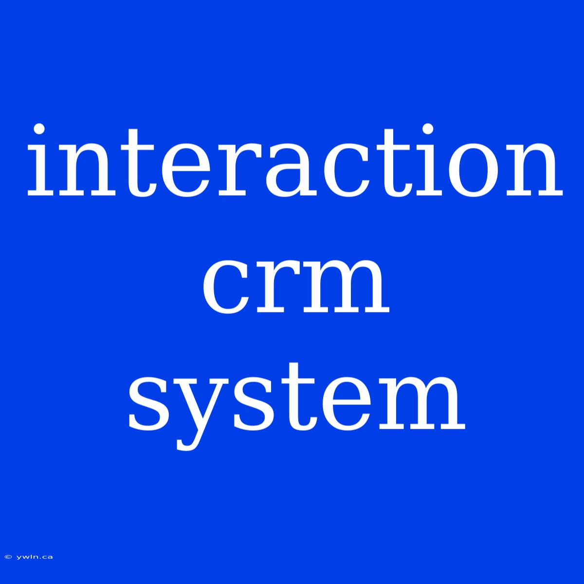 Interaction Crm System