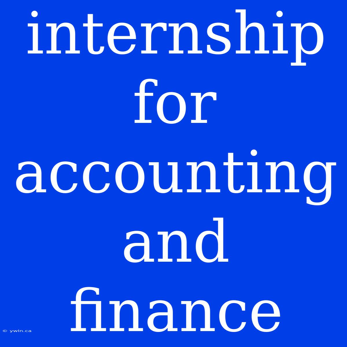 Internship For Accounting And Finance