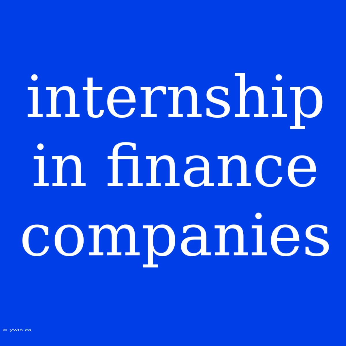 Internship In Finance Companies