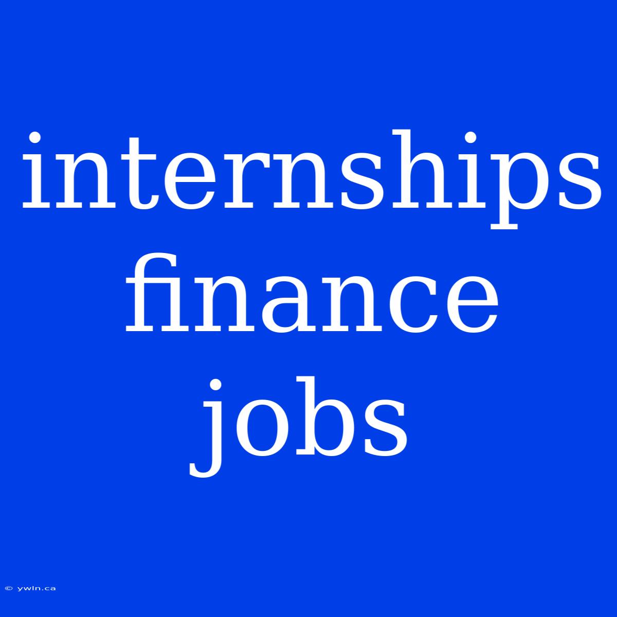 Internships Finance Jobs