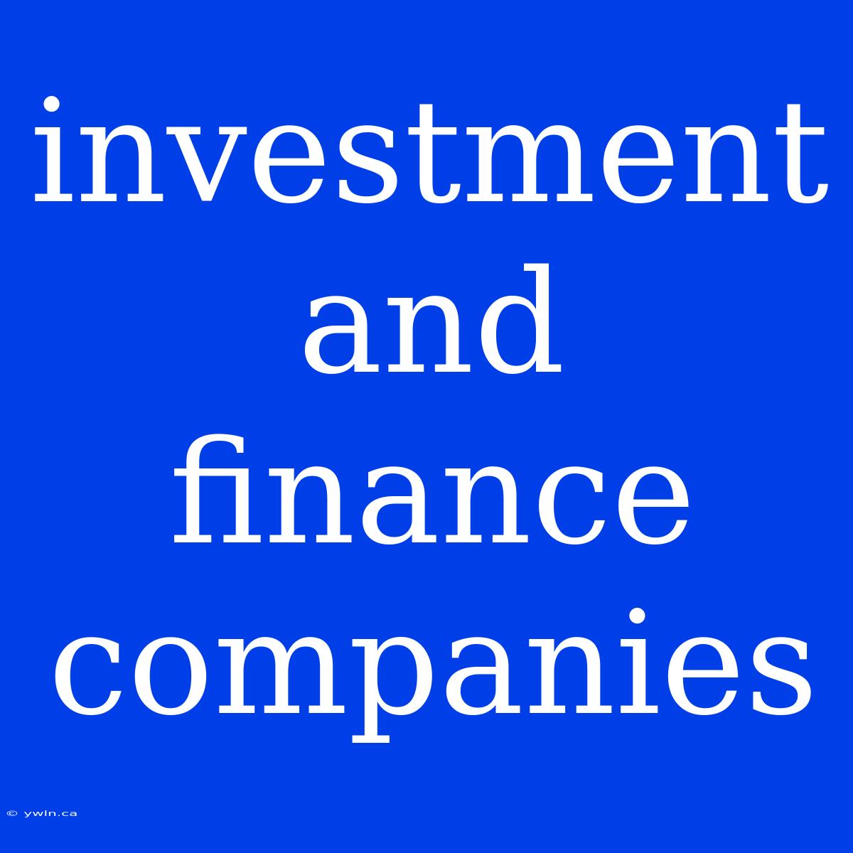 Investment And Finance Companies