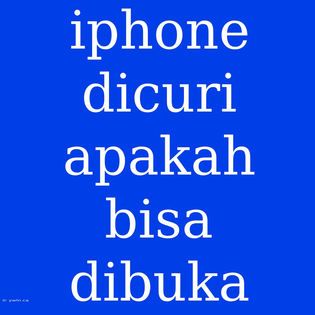 Iphone Dicuri Apakah Bisa Dibuka