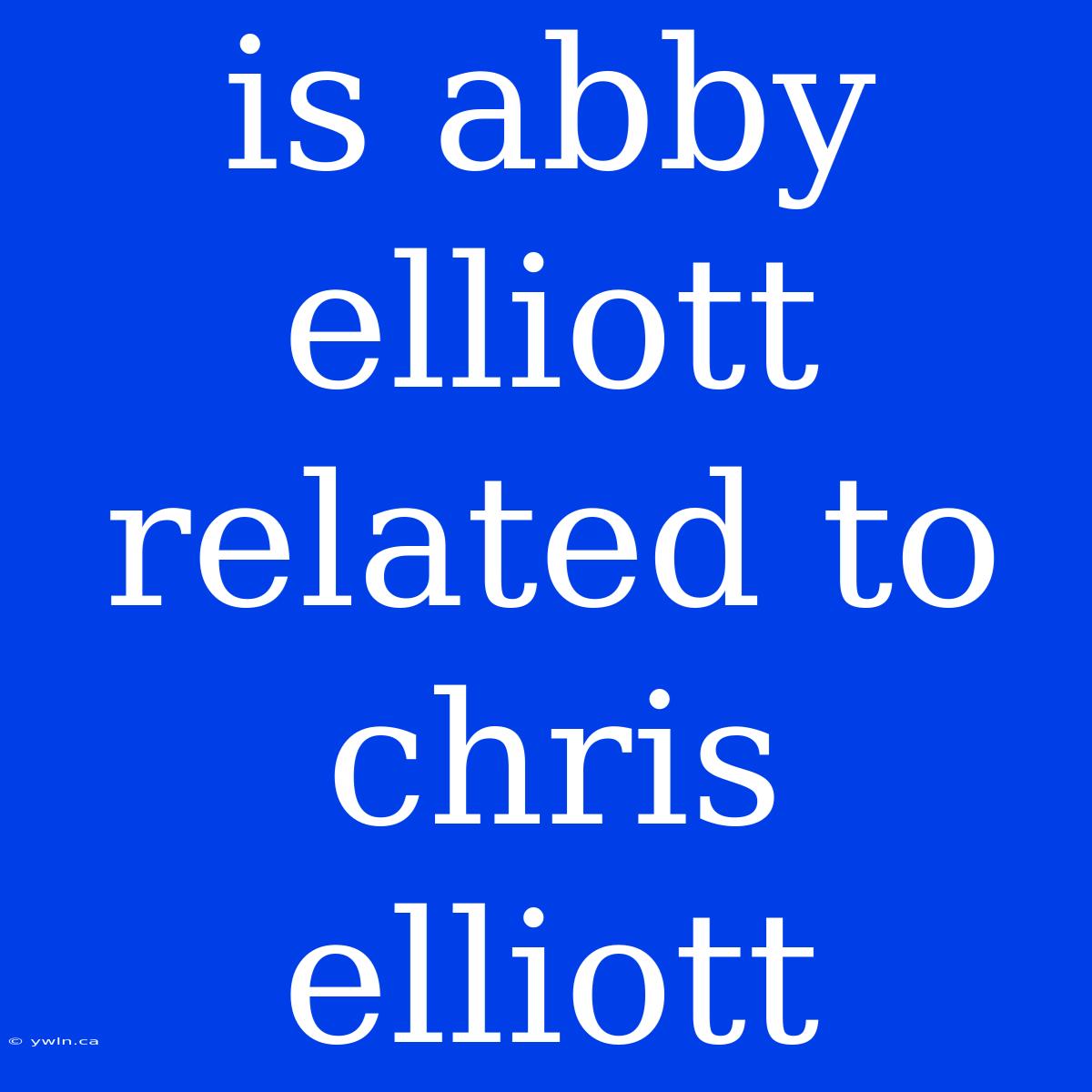 Is Abby Elliott Related To Chris Elliott