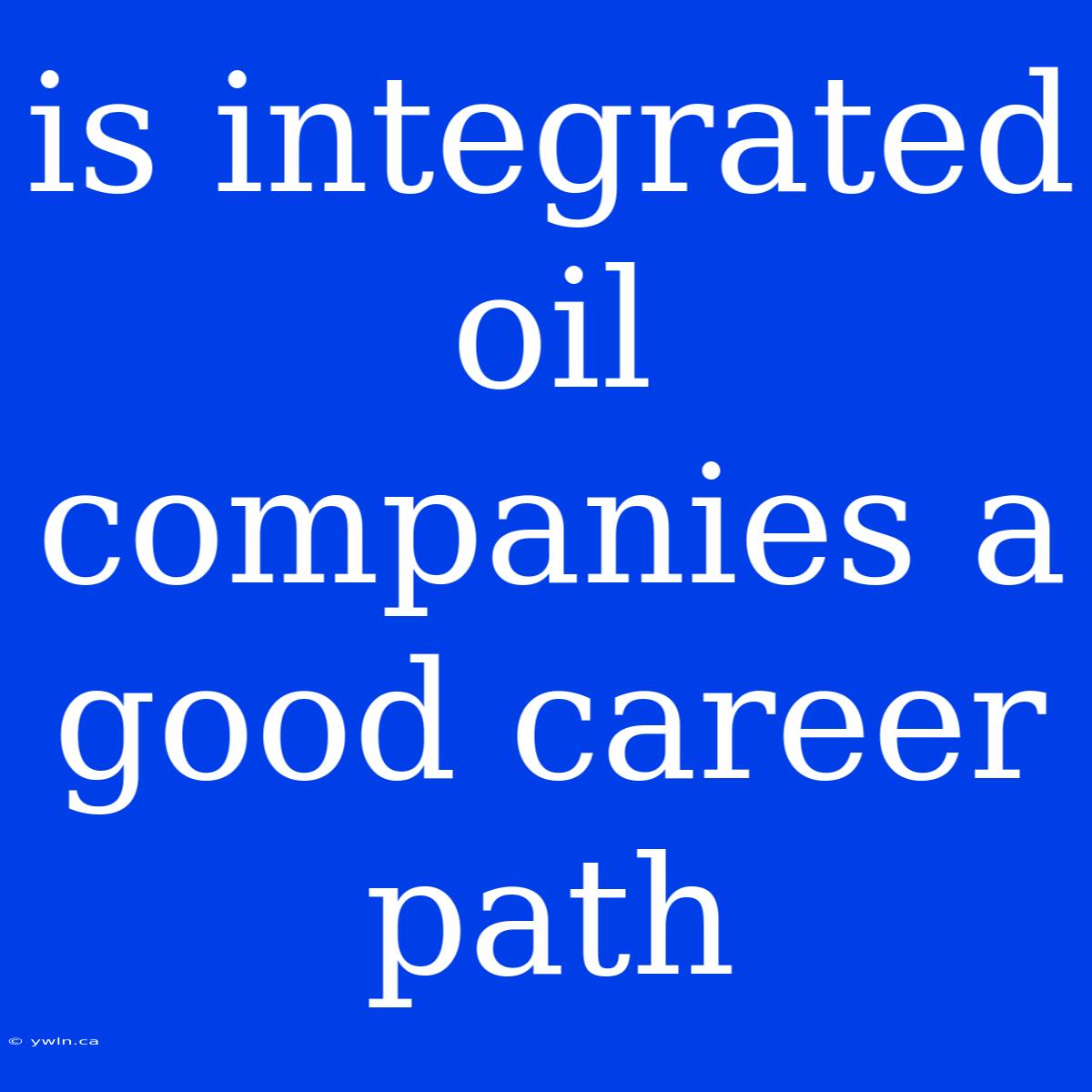 Is Integrated Oil Companies A Good Career Path