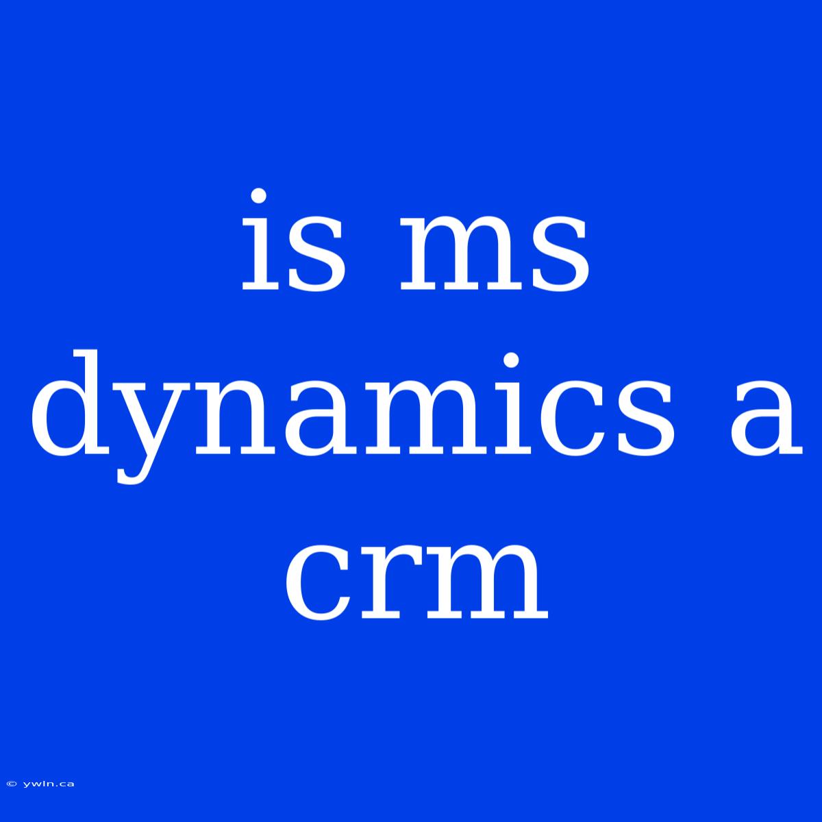 Is Ms Dynamics A Crm