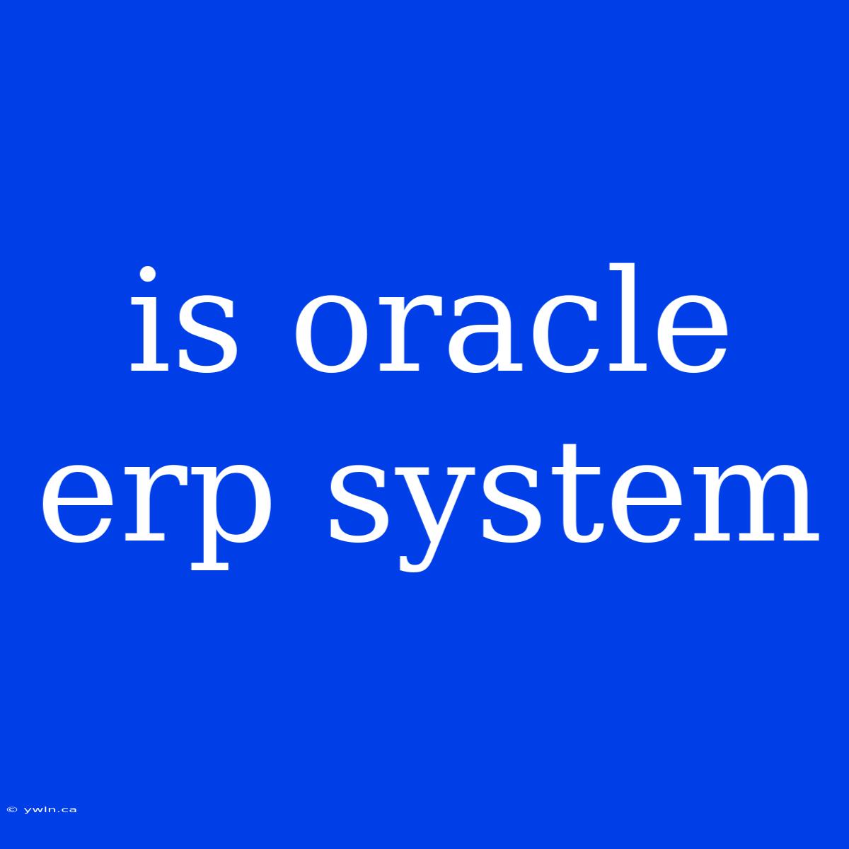 Is Oracle Erp System